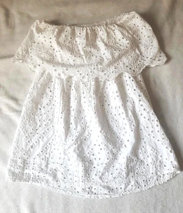 Top blanc épaules dénudées en broderie anglaise 34 - XS